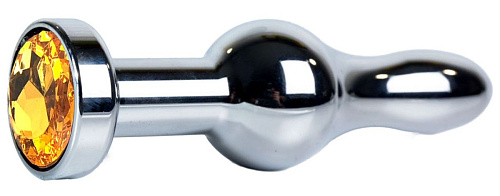 Серебристая каплевидная анальная пробка с оранжевым кристаллом Vandersex 168-O (10,5 см)