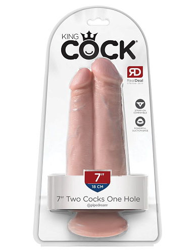 Сдвоенный телесный фаллоимитатор на присоске Pipedream 7 Two Cocks One Hole PD5550-21 (20,3 см)