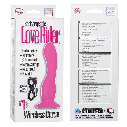 Розовый вибратор-насадка на присоске California Exotic Novelties Rechargeable Love Rider Wireless Curve SE-1498-87-3 (16,5 см)