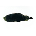 Анальная пробка чёрного цвета с зелёным лисьим хвостом Wild Lust BF60black/green