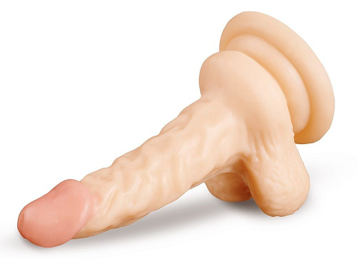 Телесный фаллоимитатор с крупной мошонкой Brazzers DWS004 (17 см)