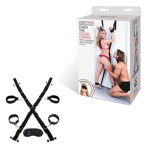 Чёрный набор для фиксации у двери Lux Fetish LF1803