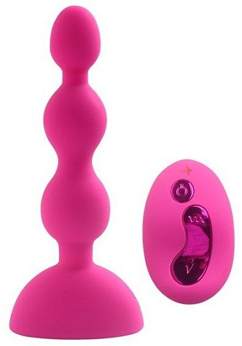 Розовый анальный вибростимулятор с пультом ДУ Howells Anal Beads S 189023pink (14,5 см)