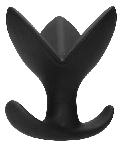 Чёрная анальная пробка-эспандер Shots Media BV No72 The 3-Way Butt Plug SON072BLK (8,5 см)