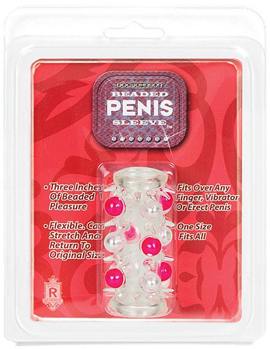Белая насадка с бусинами и шипами Doc Johnson BEADED PENIS 7702-00-CD