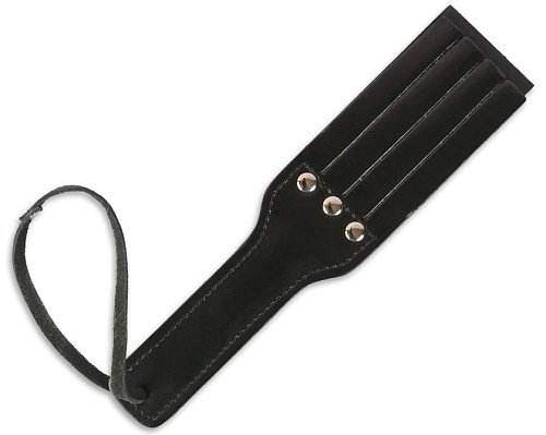 Чёрная кожаная шлёпалка Пикантные штучки DP128 (23 см)