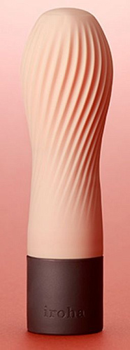 Персиковый рифлёный мини-вибратор Tenga IROHA ZEN HANACHA HMZ-02 (12,7 см)