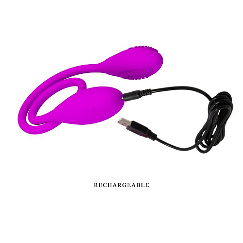 Лиловый двусторонний перезаряжаемый вибратор на гибком стержне Baile Snaky Vibe BI-014327 (60 см)