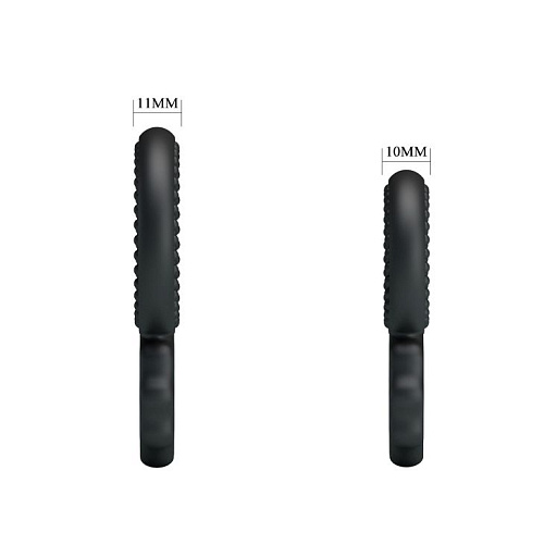 Набор из 2 эрекционных чёрных  колец с подхватом мошонки Baile BI-210172