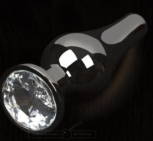 Графитовая удлинённая анальная пробка с прозрачным кристаллом Пикантные штучки DP11S002M2-1GLDIA (12 см)