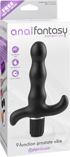 Вибромассажёр простаты чёрного цвета Pipedream 9-Function Prostate Vibe PD4635-23 (20 см)