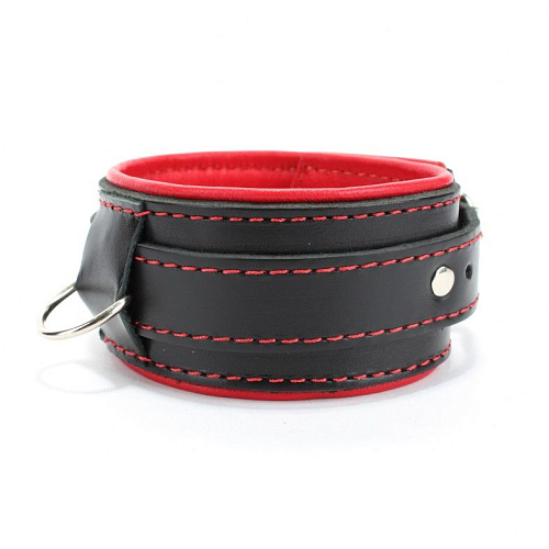 Чёрный ошейник с красным подкладом БДСМ арсенал 55036