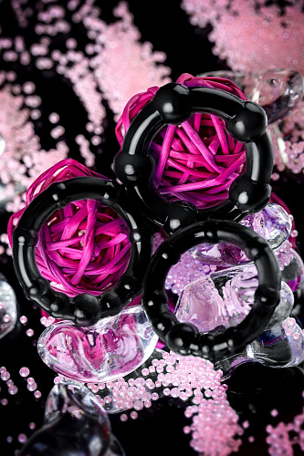 Набор из 3 черных силиконовых эрекционных колец разного размера Штучки-дрючки 690907