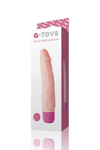Реалистичный многоскоростной вибратор телесного цвета с ярко выраженной головкой A-toys 761015 (19 см)