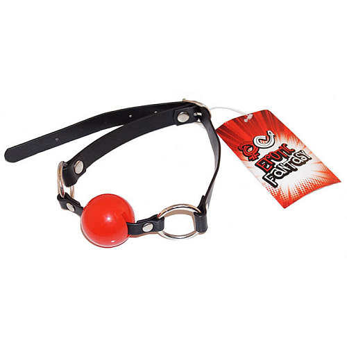 Силиконовый красный кляп-шарик на чёрном ремне Erotic Fantasy Red Ballgag EFW018