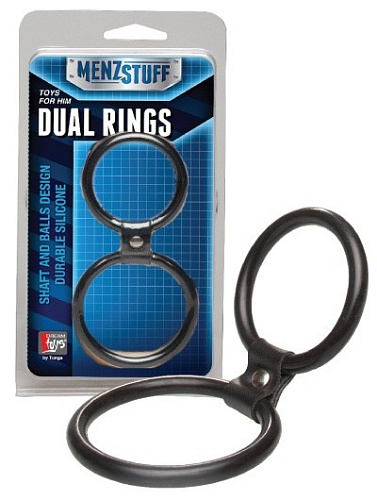 Чёрное двойное эрекционное кольцо Dream Toys Dual Rings Black 20025