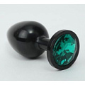 Чёрная анальная пробка с зелёным стразом 4sexdreaM 47411-6 (8,2 см)