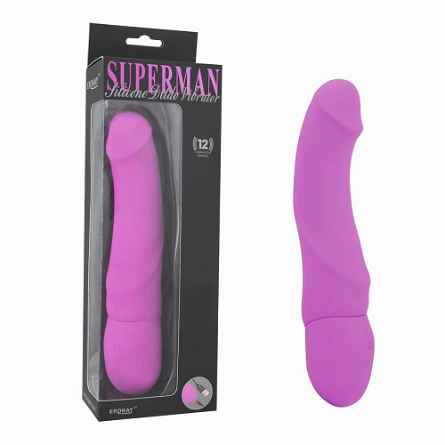 Фиолетовый вибратор Erokay Rechargeable Silicone Dildo EK-1401-PURL (21 см)