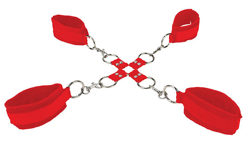 Красный комплект оков Velcro hand and leg cuffs Shots Media BV OU052RED