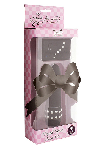 Чёрный мини-массажёр с пультом ДУ Toy Joy CRYSTAL MINI VIBE 3006010064 (11 см)