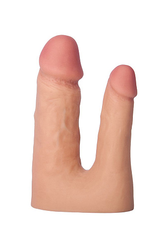 Полая, телесного цвета насадка для двойного проникновения с фиксирующим ремешком ToyFa 748013