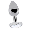 Серебристая анальная пробка с прозрачным кристаллом Shots Media BV Love Heart Diamond Plug RIC017SIL (9,4 см)