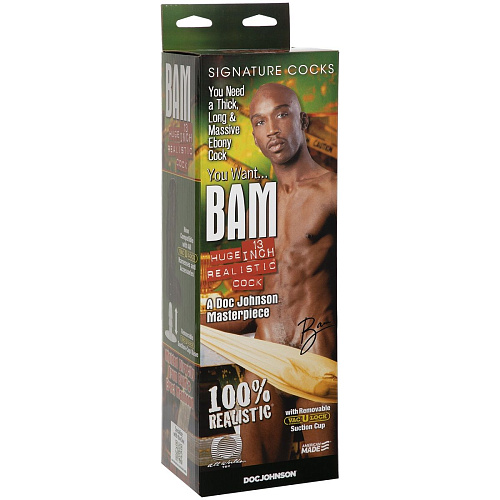 Коричневый фаллоимитатор Doc Johnson BAM Huge 13 Realistic Cock 8170-01-BX (31см)