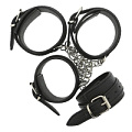 Черные наручники и поножи с креплением HOG TIE CUFF SET Dream Toys 21322