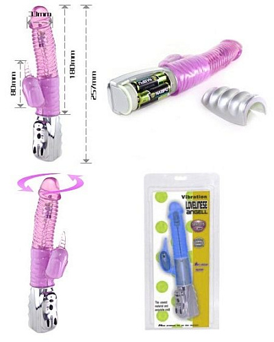 Розовый вибромассажёр с вращающейся головкой и стимулятором клитора Baile BW-029161A-0101 (27 см)