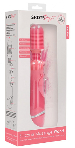 Розовый универсальный массажёр Shots Media BV Silicone Massage Wand SHTO007PNK (20 см)
