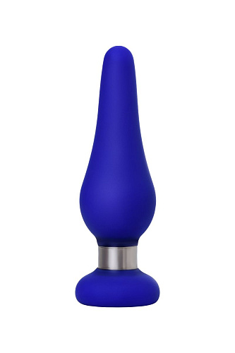 Синяя силиконовая анальная втулка с ограничителем ToyFa 357009 (10 см)