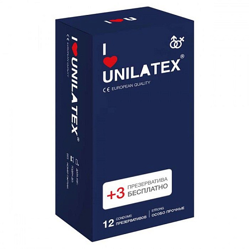 Ультрапрочные презервативы Unilatex Unilatex Extra Strong №12 + №3 (12 шт + 3 шт)