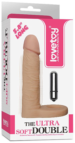 Реалистичная насадка для двойного проникновения с вибрацией Lovetoy LV1131 (14,7 см)