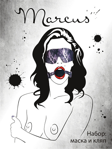 Кружевной набор пурпурного цвета — маска и кляпом ToyFa 716033