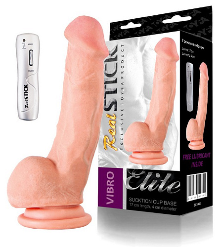 Реалистичный вибратор на присоске с 7 режимами вибрации телесного цвета ToyFa 981008 (15 см)