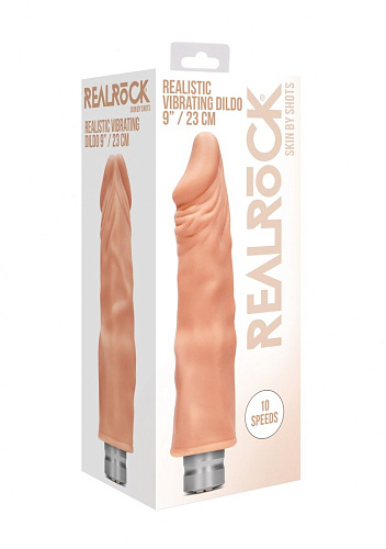 Телесный реалистичный вибратор Shots Media BV Vibrating Dildo REA088FLE (25 см)