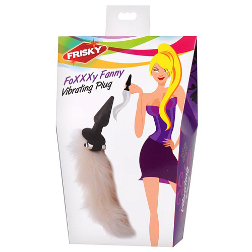 Анальный плаг с игривым пушистым хвостиком XR Brands White Fox Tail Vibrating Butt Plug AE179 (10 см)