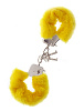 Жёлтые меховые наручники Dream Toys METAL HANDCUFF WITH PLUSH YELLOW 160026