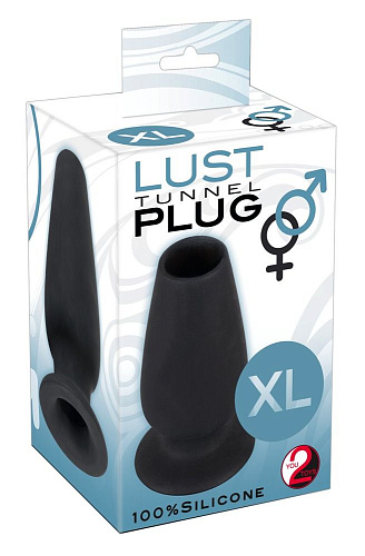 Большая пробка с тоннелем в чёрном цвете Orion Lust Tunnel Plug XL 0525715 (13 см)