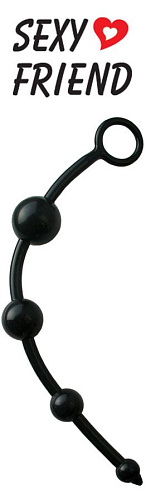 Чёрная анальная цепочка с колечком Bior toys ANAL STIMULATOR MINI SF-70129-1 (23 см)