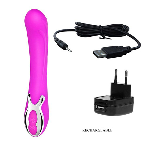 Лиловый силиконовый вибратор с функцией реакции на прикосновения Baile Wonder BI-014140-1 (23,5 см)