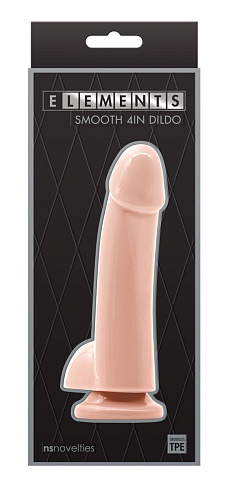 Телесный гладкий фаллоимитатор на присоске с мошонкой NS Novelties Smooth 4 Inch Dildo NSN-0928-01 (14,6 см)