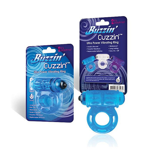 Голубое мощное виброкольцо со стимуляцией клитора Lux Fetish ZZ2-BLU