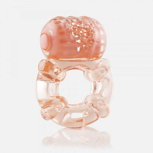 Персиковое эрекционное кольцо с вибрацией Screaming O THE BIG O BO-101