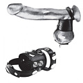 Чёрная утяжка на пенис и мошонку BlueLine Cock Ring With 1.5 Ball Stretcher And Optional Weight Ring BLM3052