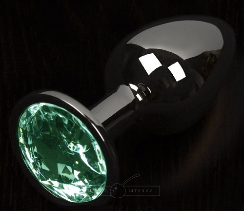 Графитовая анальная пробка с зелёным кристаллом Пикантные штучки DPBP041LEM (8,5 см)