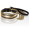 Золотисто-чёрный ошейник с поводком Sitabella 3126-18