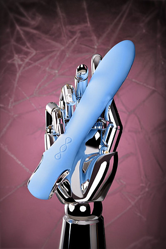 Голубой силиконовый вибратор с электростимуляцией ToyFa GALVANI VIBE 796002 (21 см)