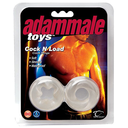 Комплект из 2 прозрачных эрекционных  колец Topco Sales Adam Male Toys Cock N Load Cock Rings 1486012