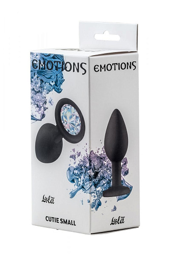 Чёрная анальная пробка с прозрачным кристаллом Lola toys Emotions Cutie Small 4011-08Lola (7,5 см)